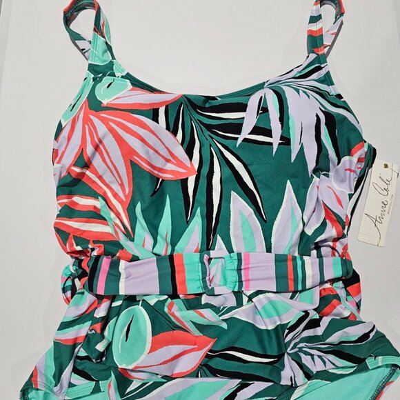 Anne Cole Plus Size Zesty Tropical Belted Scoop-Neck One-Piece Swimsuit - Picture 6 of 12